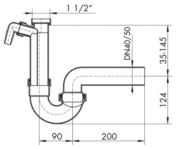 Kugelgelenksiphon 1, Siphon, 1 ½ Zoll x Ø 40 mm