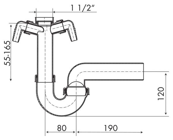 Kugelgelenksiphon 2, Siphon, 1 ½ Zoll x Ø 40 mm