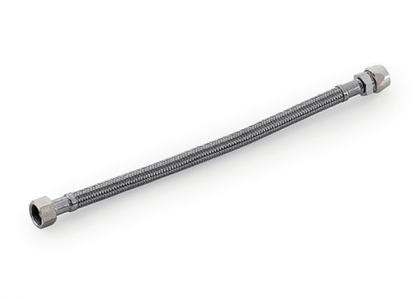 Edelstahlschlauch mit 3/8 Zoll Überwurfmutter, Sanitärschlauch, L 300 mm