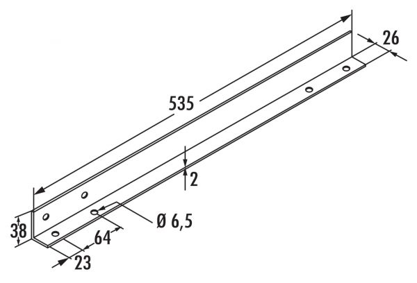 APL-Befestigungswinkel, Auflagewinkel, L 535 mm, weiß
