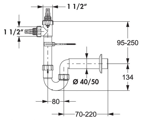 Röhrengeruchsverschluss 5, Siphon, 1 ½ Zoll x Ø 40 mm