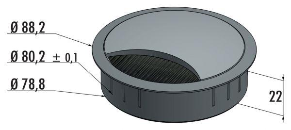 Kabeldurchführung Metall, Kabeldurchführung, Ø 80 mm, edelstahlfarbig