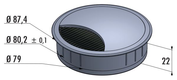 Kabeldurchführung Kunststoff, Kabeldurchführung, Ø 80 mm, silber lackiert