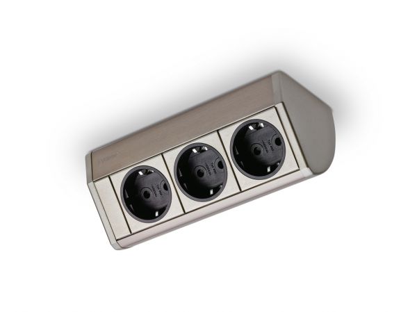 Evoline® Dock Cuisine, Aufbausteckdosenelement, edelstahlfarbig