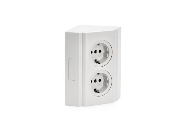 Eckbox 3, Aufbausteckdosenelement, weiß