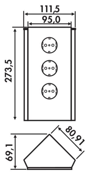 Mira Eck Glas, Ecksteckdosenelement, Edelstahl/Glas schwarz