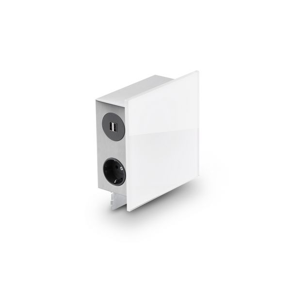 Mira Quad Glas-USB, Aufbausteckdosenelement, Edelstahl/Glas 7053058