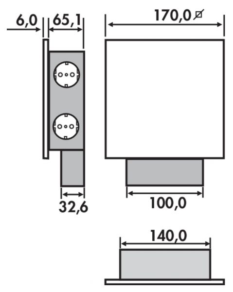 Mira Quad Glas USB, Aufbausteckdosenelement, Edelstahl/Glas schwarz 7053127