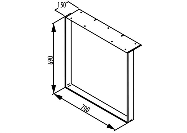 Kufe für Ansatztisch, Kufe, schwarz matt, H 690 mm