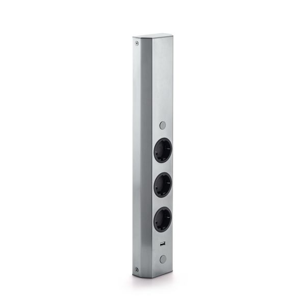 Mira Wand small USB, Aufbausteckdosenelement, Edelstahl