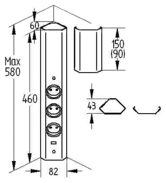 Mira Eck small USB, Ecksteckdosenelement, Edelstahl