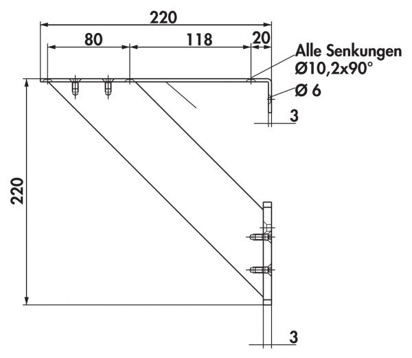 Korfu 4, Konsole, edelstahlfarbig, H 220 mm