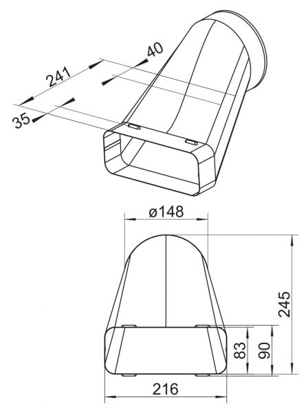 STEEL flow SF-VEST 150 Versatzendstück, Verbindungselement, verzinkter Stahl