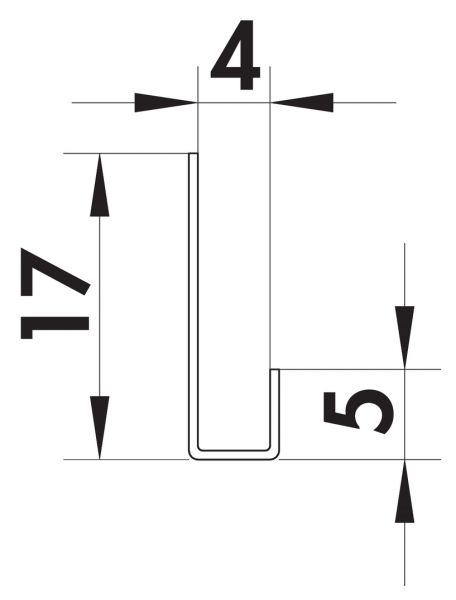 Edelstahl U-Winkelprofil 4 mm, Wandanschlussprofil, Edelstahl