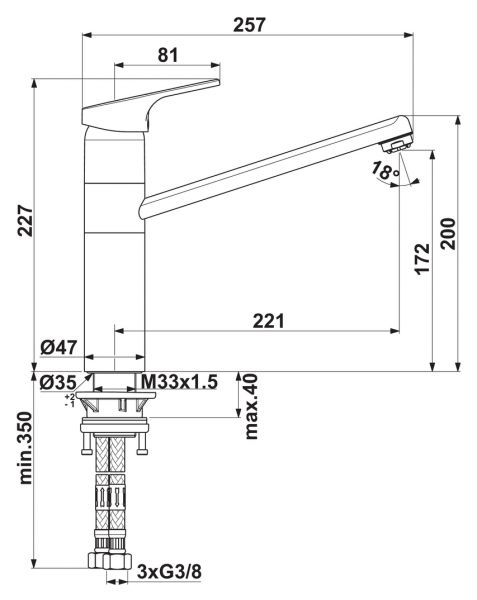 Ideal Standard Cerafit 3, Einhebelmischer, chrom, Niederdruck
