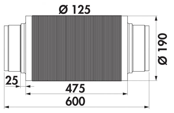 Schalldämpfer 125, Abluftzubehör, Aluminium