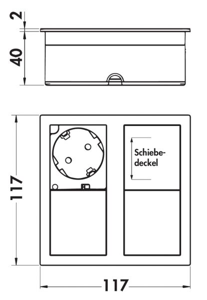 Plaza 2, Einbausteckdosenelemente, mattschwarz