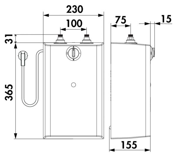 Untertischgerät Small U5, Warmwasserspeicher, weiß