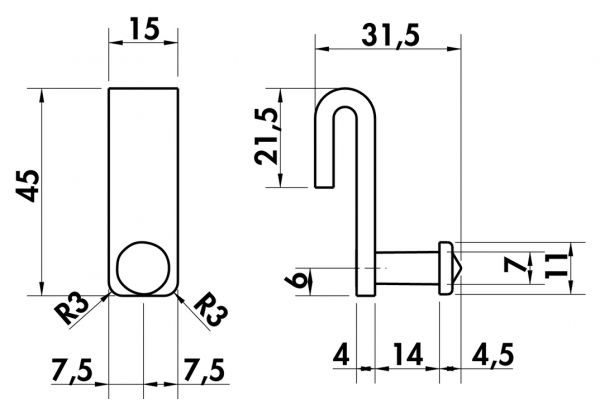 Cast Haken, Relingsystem, anthrazit