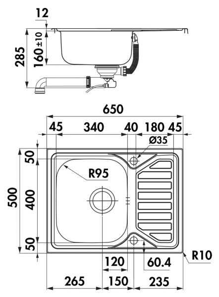 Nava 1, Einbauspüle, Set (Spüle u. Armatur Drive 1)