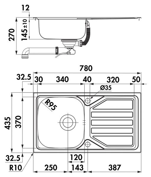 Nava 2, Einbauspüle, Set (Spüle u. Armatur Drive 1)
