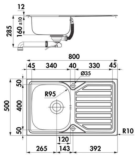 Nava 3, Einbauspüle, Set (Spüle u. Armatur Drive 1)