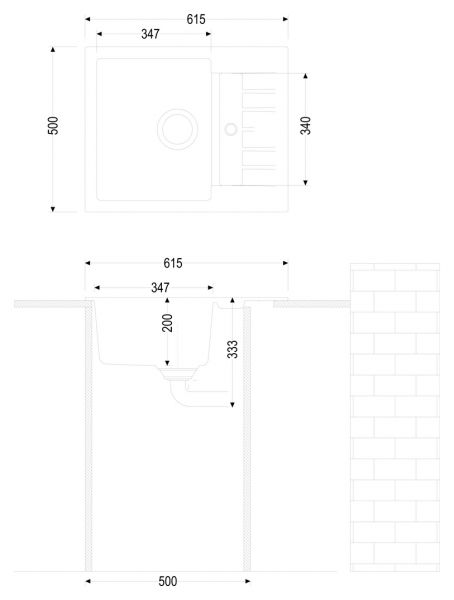 Corto 615, Einbauspüle, granit concrete