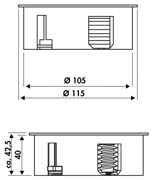 Twist USB, Steckdosenelement, mit Schukosteckdose, edelstahlfarbig