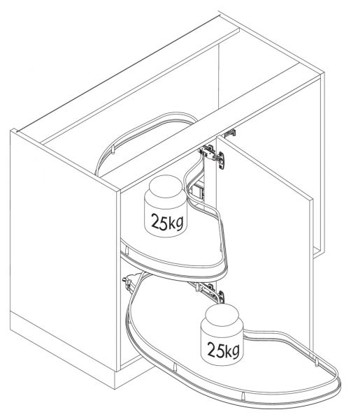 Cornerstone Maxx Tablar, Ablageelement, 900 mm Korpus, 450 mm Tür, links, silber