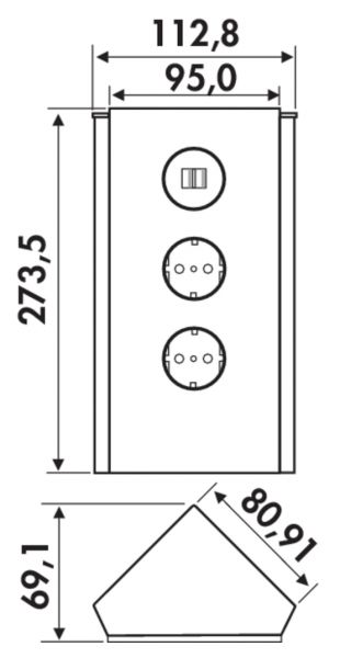 Mira Eck Glas USB, Ecksteckdosenelement, Edelstahl/Glas weiß