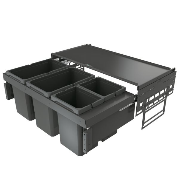 Cox® Base 360 S/900-4, Abfallsammler für Frontauszüge, ohne Biodeckel, anthrazit, H 360 mm
