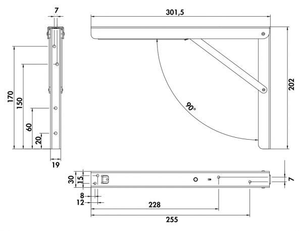 Vettore Klappkonsole, Konsole, 400 x 270 x 36 mm