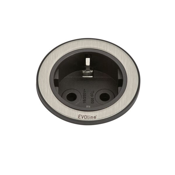 Evoline® One Einzelsteckdose, Steckdosenelement, Ring Edelstahl gebürstet