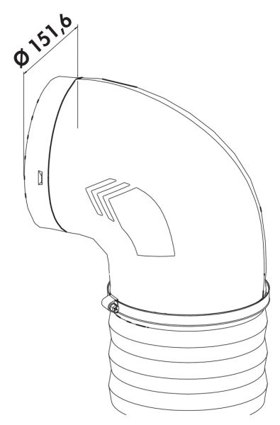 P-RBVX 150 Rohrbogen 90° mit Flexkanal, Verbindungselement, L 500 mm, hellgrau