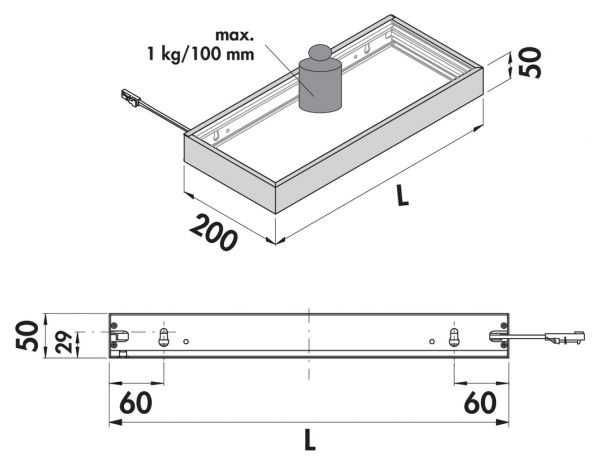 Lista 50 Farbwechsel LED, Lichtboden, L 600 mm, 4,3 W, edelstahlfarbig