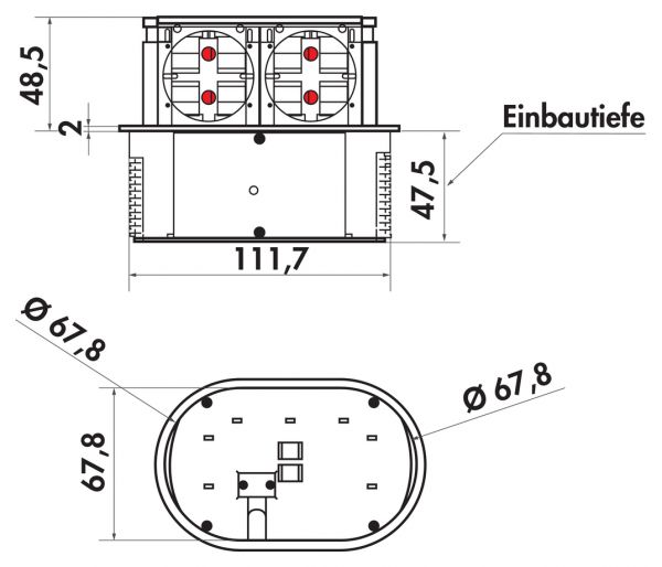Piccolino, Einbausteckdosenelemente, Blende Edelstahl
