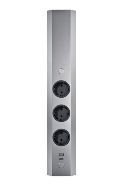 Mira Eck small USB A/C, Ecksteckdosenelement, Edelstahl