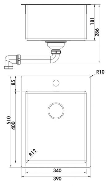 Corno Basso PR2, Einbauspüle, Edelstahl