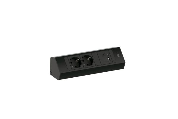 Casia 2K Steckdosenleiste USB A+C, Ecksteckdosenelement, schwarz matt