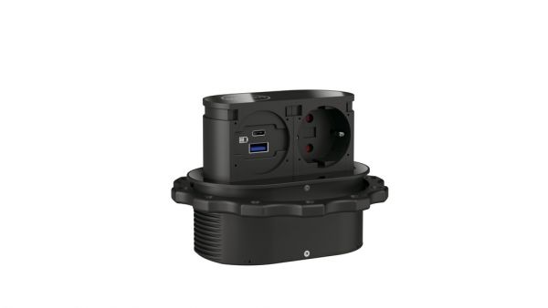 Piccolino QI, Einbausteckdosenelemente, Blende Glas schwarz matt