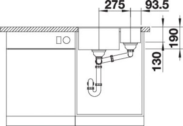 BLANCO SUBLINE 340/160-U für Farbige Komponenten cafe 527816