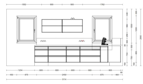 Burger Planungsküche Celine F132 CONCRETE WHITE Arbeitsplatte Shale black